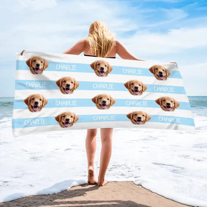 Summer Days and Pet Cuddles - Dog & Cat Print Personalized Beach Towel
